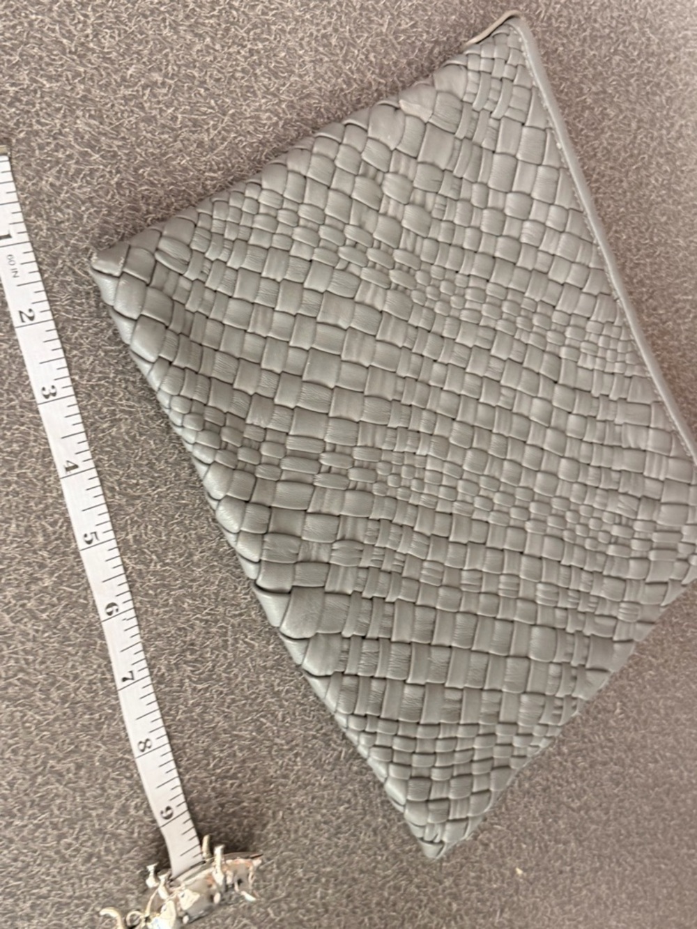 Falor Woven Faux Leather Zip Pouch - Light Gray